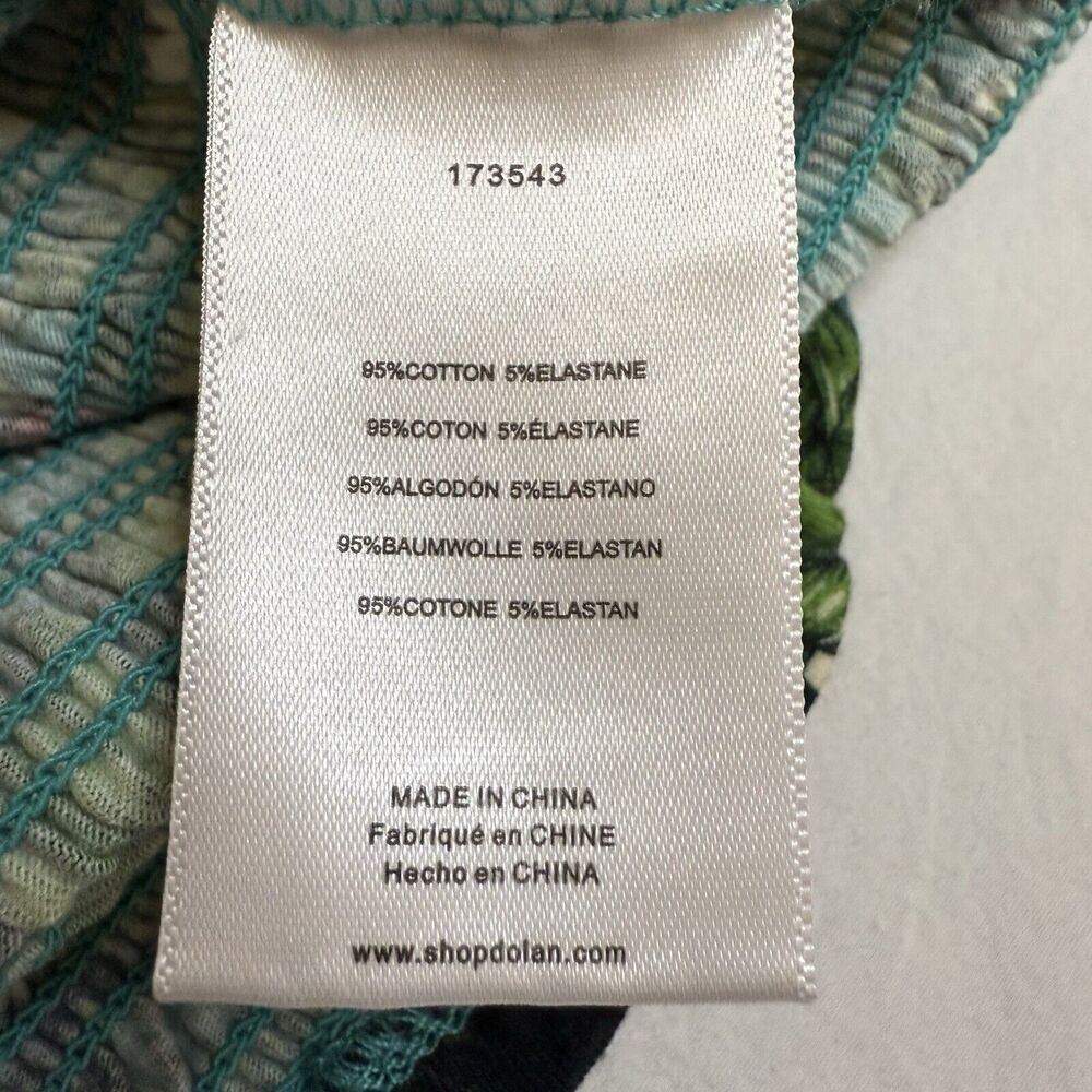 Dolan Left Coast Green Smocked Top Sm Puff Sleeve Tropical Toucan Anthropologie - Picture 4 of 11
